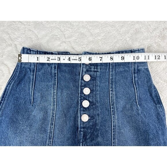 GRLFRND Twiggy Button Fly Denim Skirt Med Wash Size 25 - Picture 10 of 12